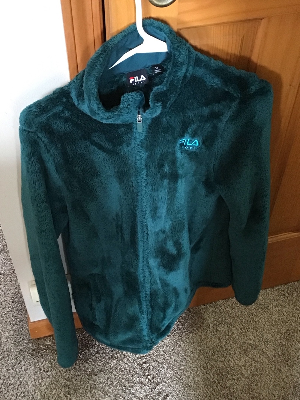 Fila Women’s Faux Fur Dark Teal Plush Full-Zip Jacket
